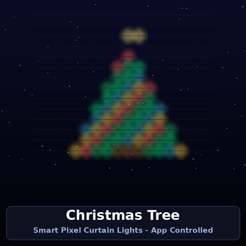 Christmas tree animation on LED curtain